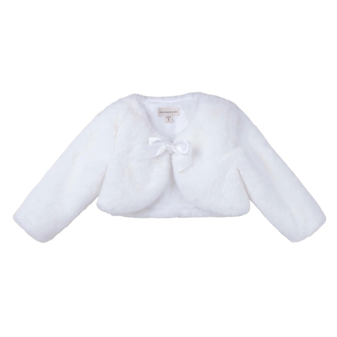 DESIGNER KIDZ SASSY BABY FAUX FUR JACKET - IVORY