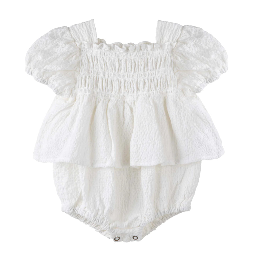 DESIGNER KIDZ SOPHIE RUFFLE ROMPER - IVORY
