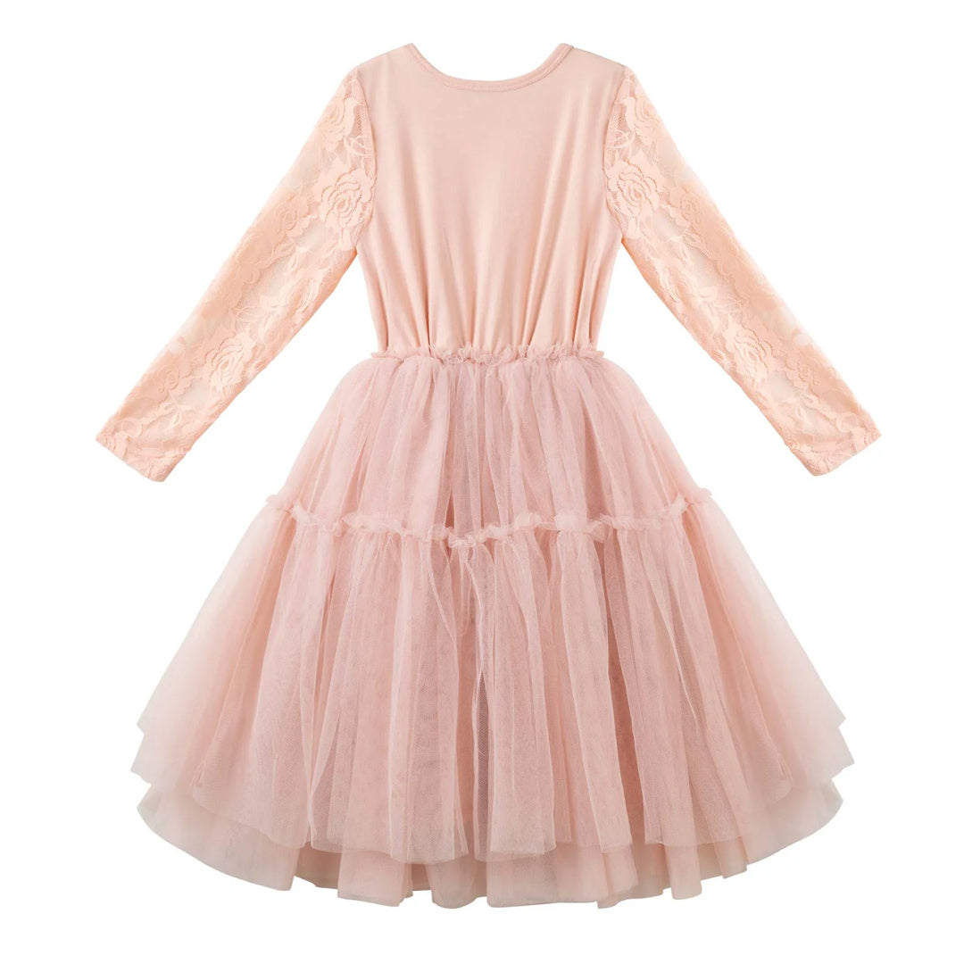 DESIGNER KIDZ PRINCESS LACE TUTU DRESS [TEA ROSE]