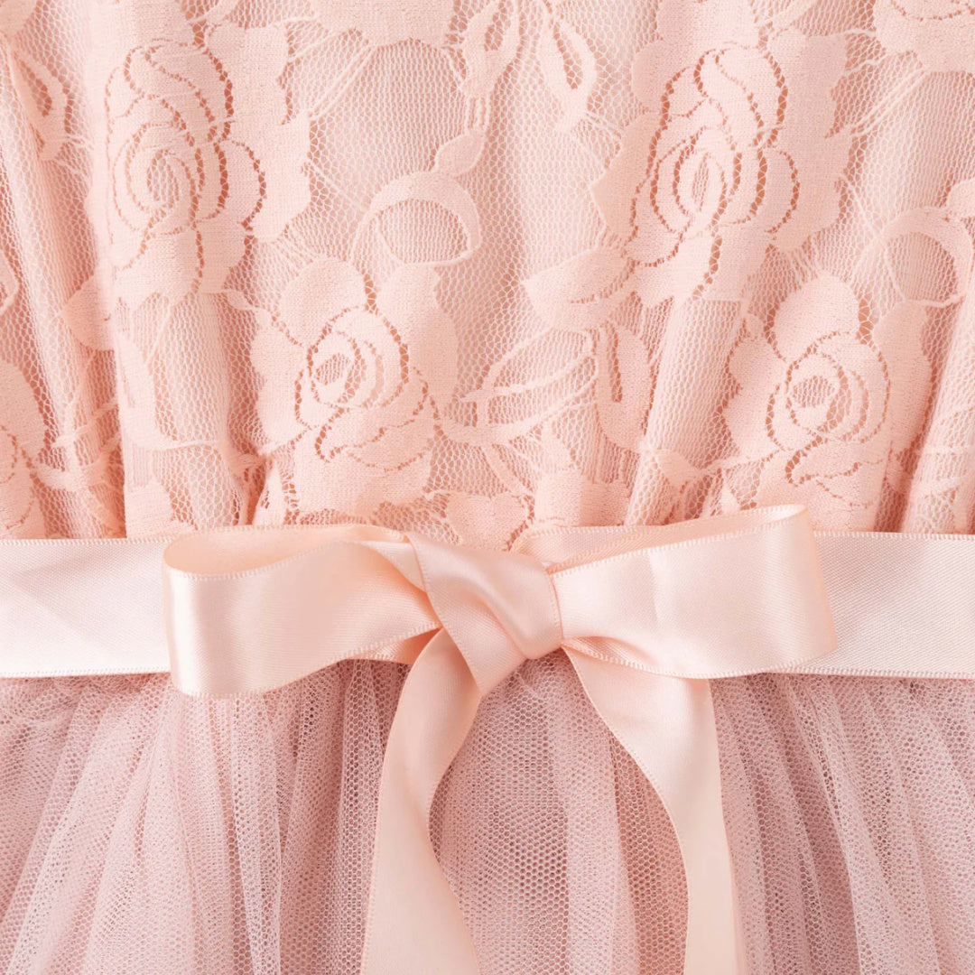 DESIGNER KIDZ PRINCESS LACE TUTU DRESS [TEA ROSE]