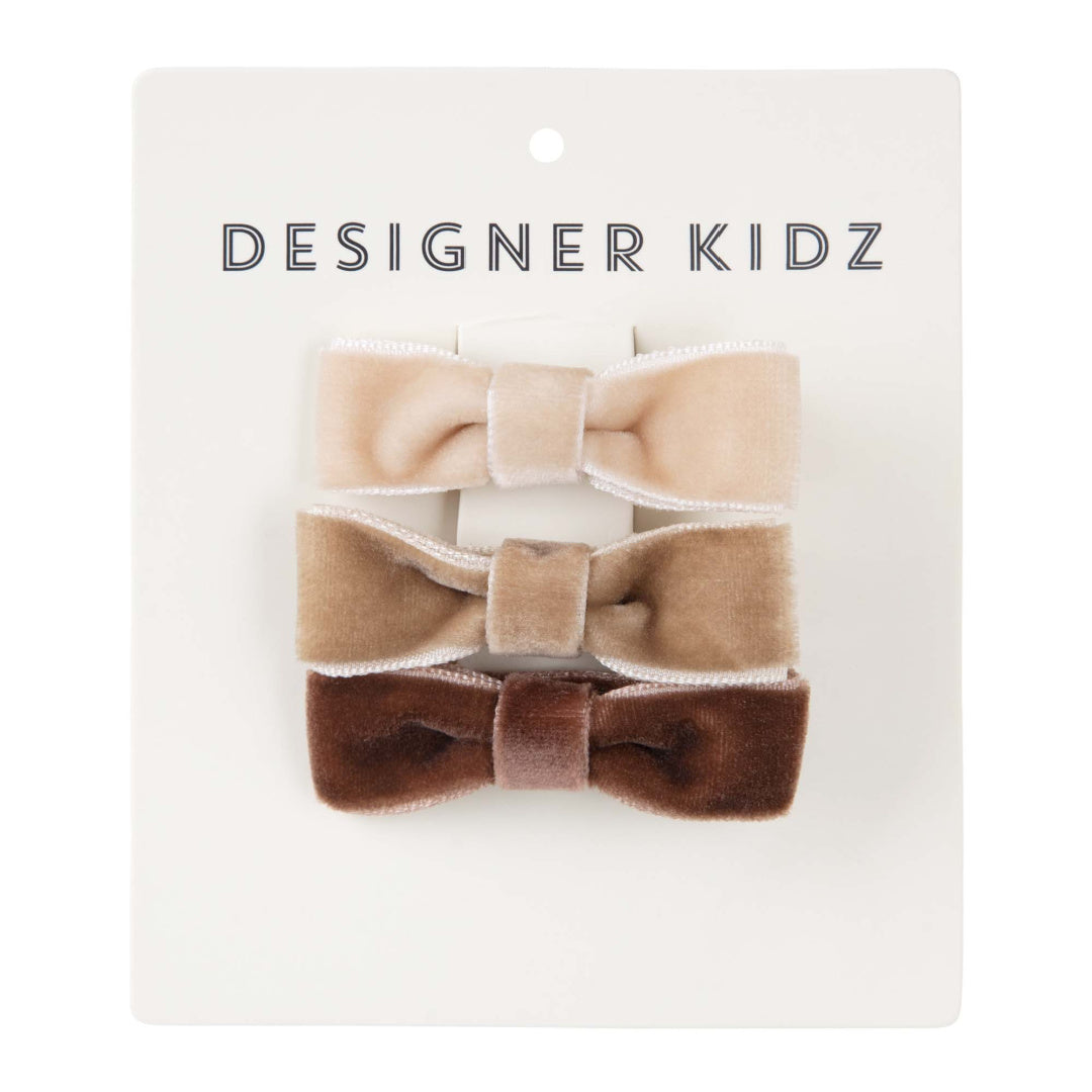 DESIGNER KIDZ VELVET BOW HAIR CLIP PACK - MULTI