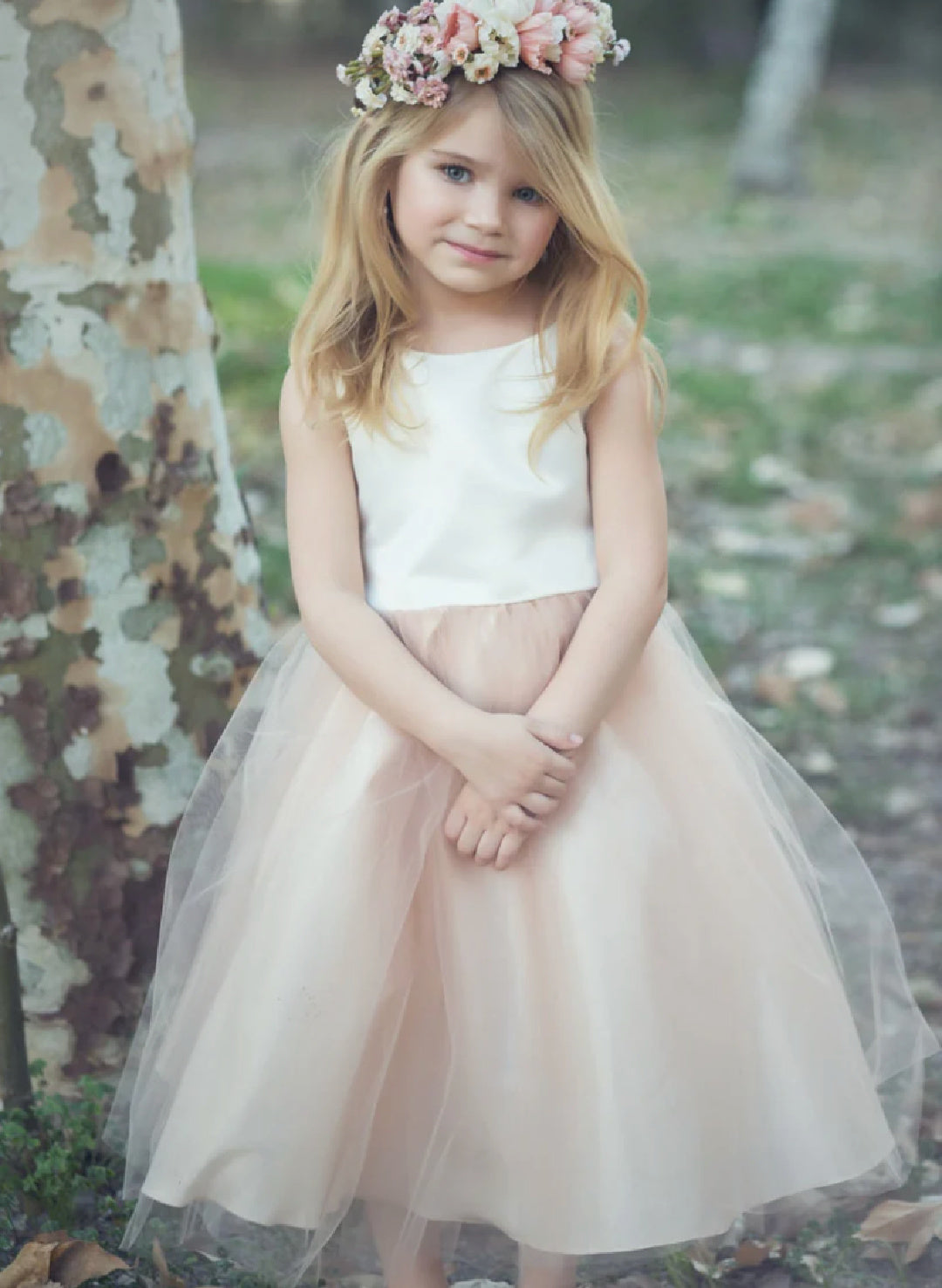 EXECUKIDS DRESS - EK05 HANNAH SATIN DRESS - CHAMPAGNE (PRE-ORDER)