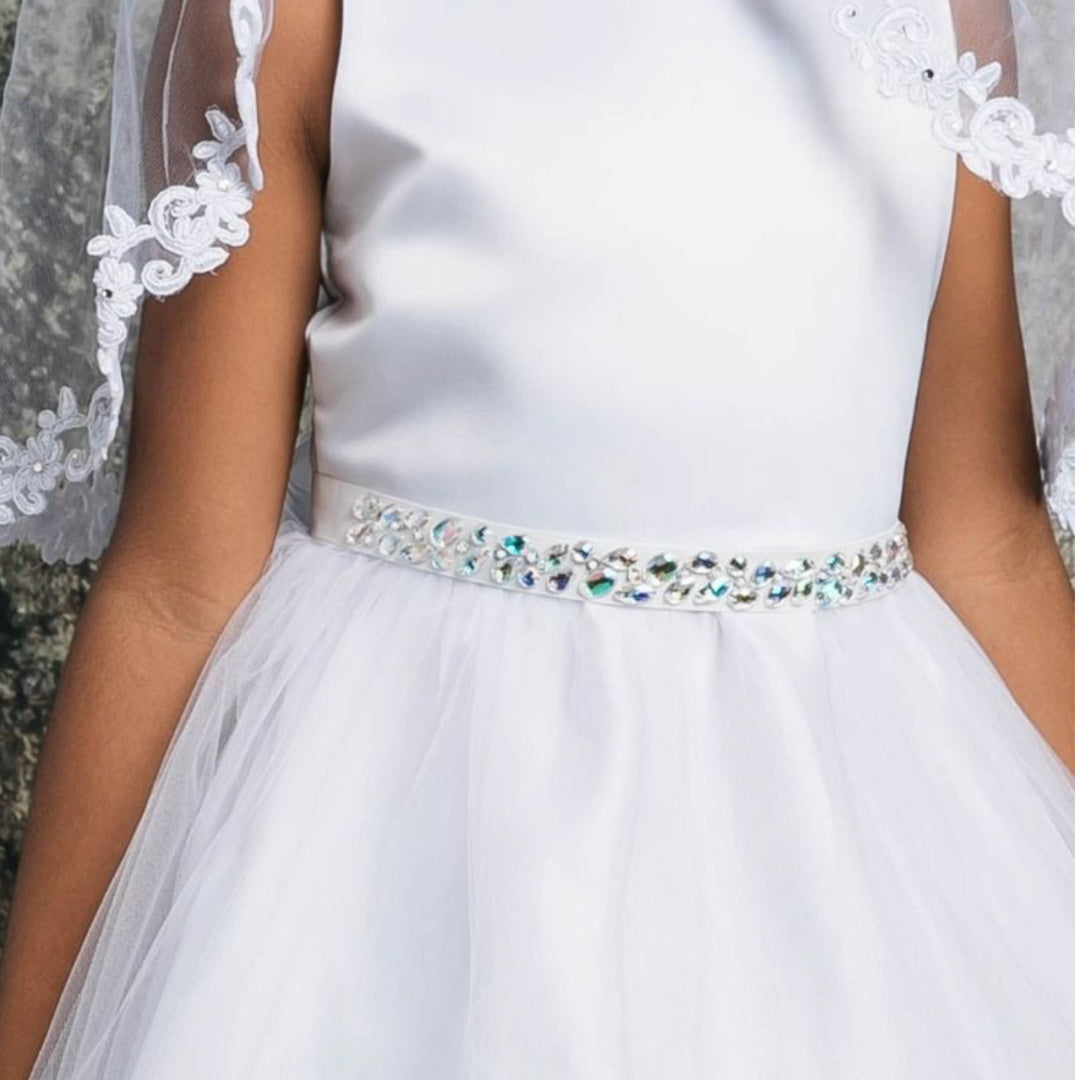 EXECUKIDS DRESS - EK05 HANNAH SATIN DRESS - WHITE (PRE-ORDER)