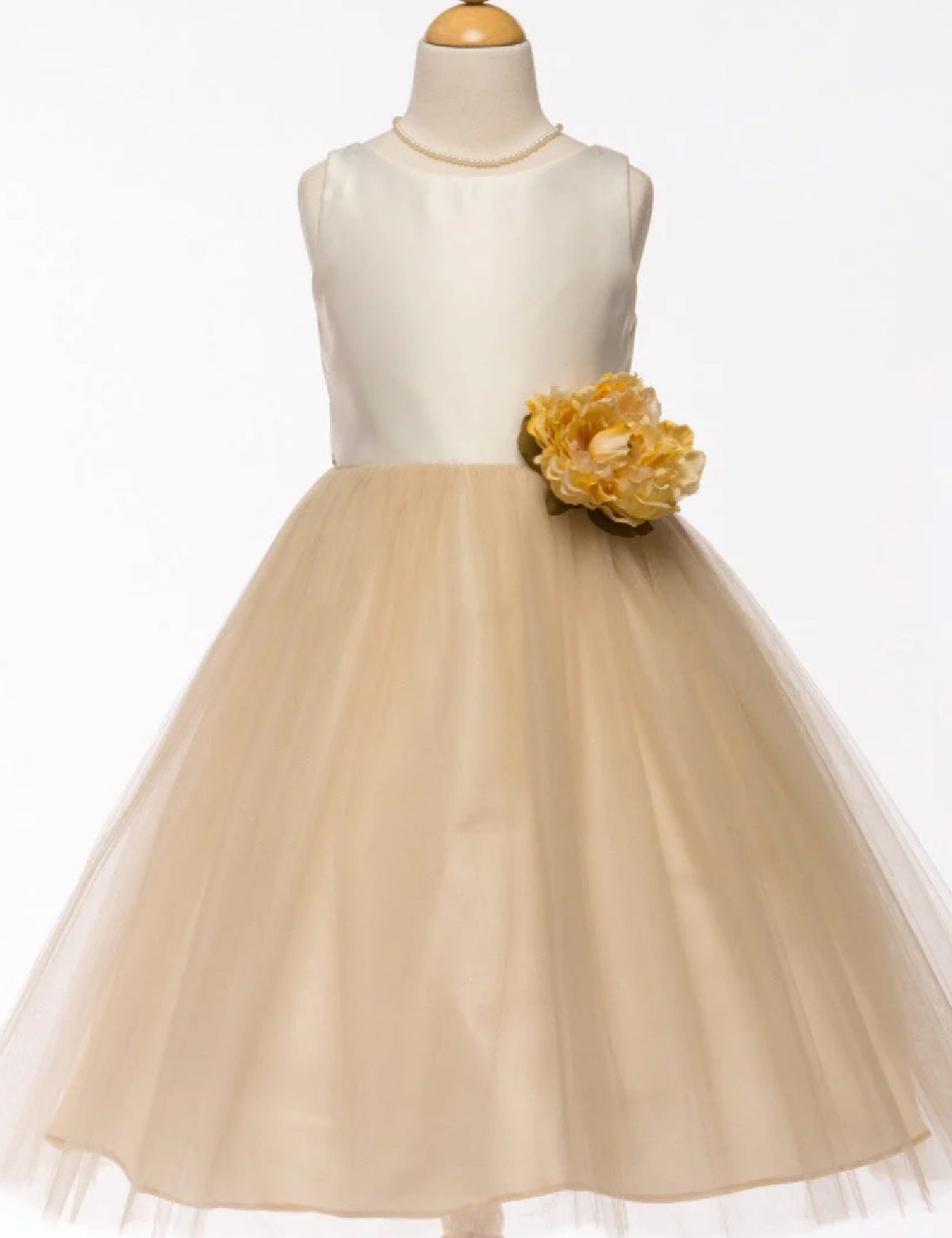 EXECUKIDS DRESS - EK05 HANNAH SATIN DRESS - CHAMPAGNE