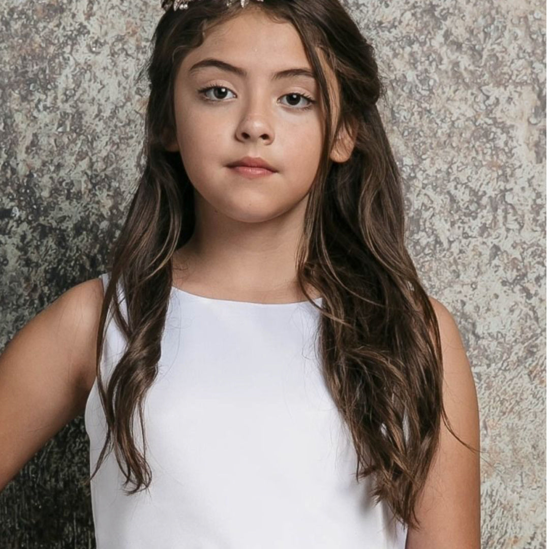 EXECUKIDS DRESS - EK05 HANNAH SATIN DRESS - IVORY (PRE-ORDER)