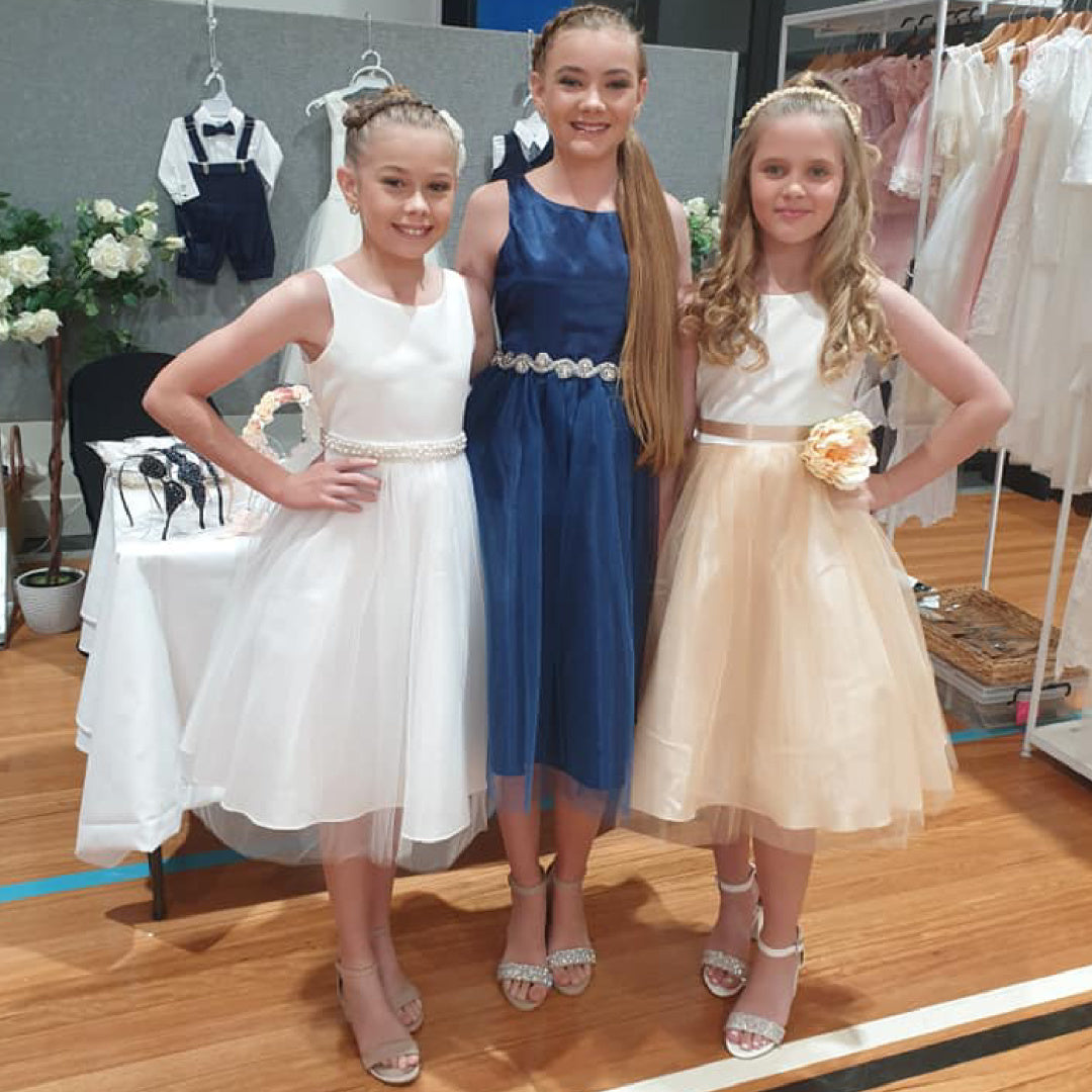 EXECUKIDS DRESS - EK05 HANNAH SATIN DRESS - IVORY (PRE-ORDER)