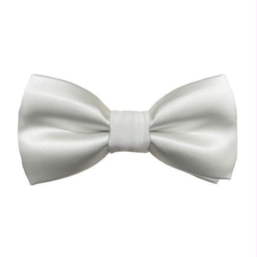 FOUGER BOYS SATIN BOW TIE - WHITE