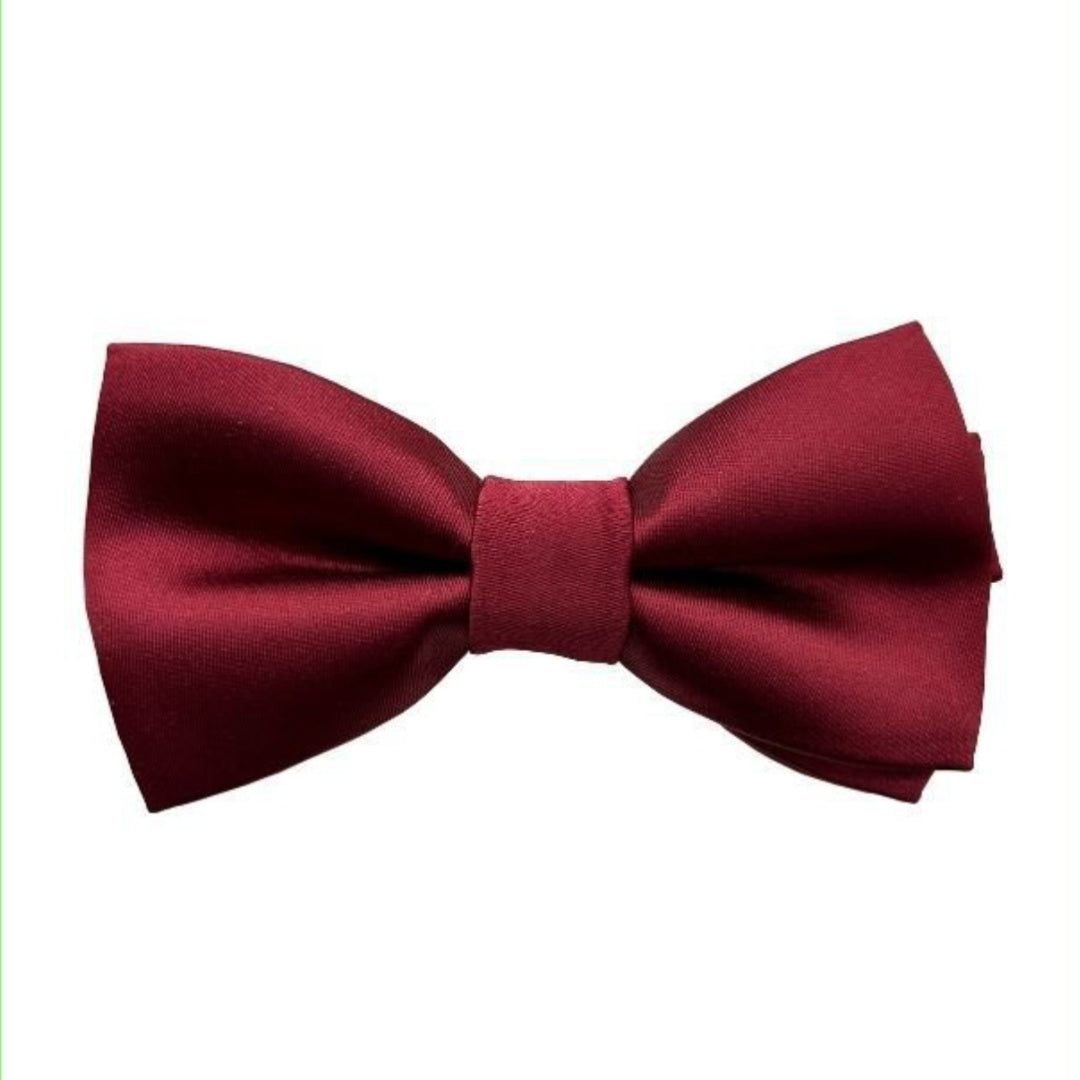 FOUGER BOYS SATIN BOW TIE - BURGUNDY