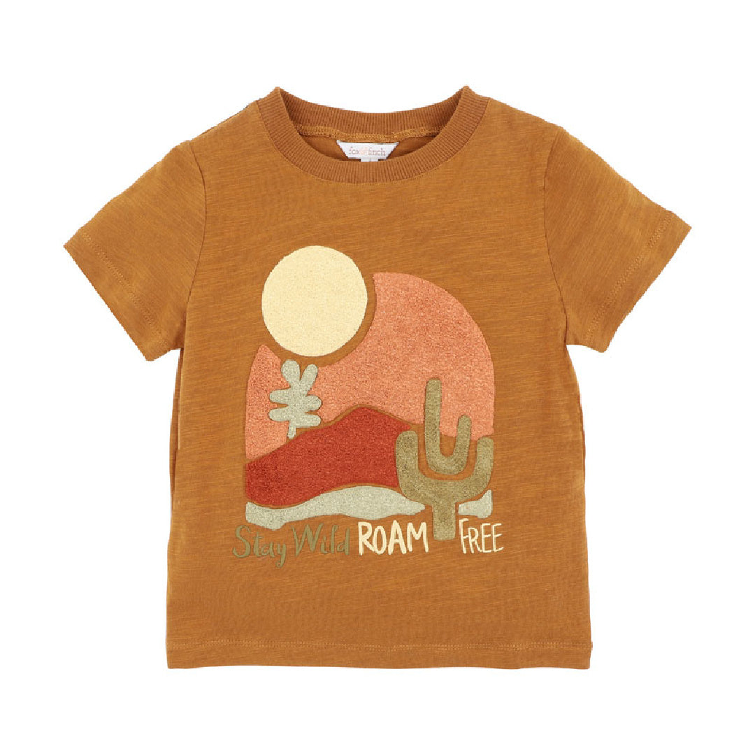 FOX AND FINCH ABSTRACT OASIS CACTUS TEE