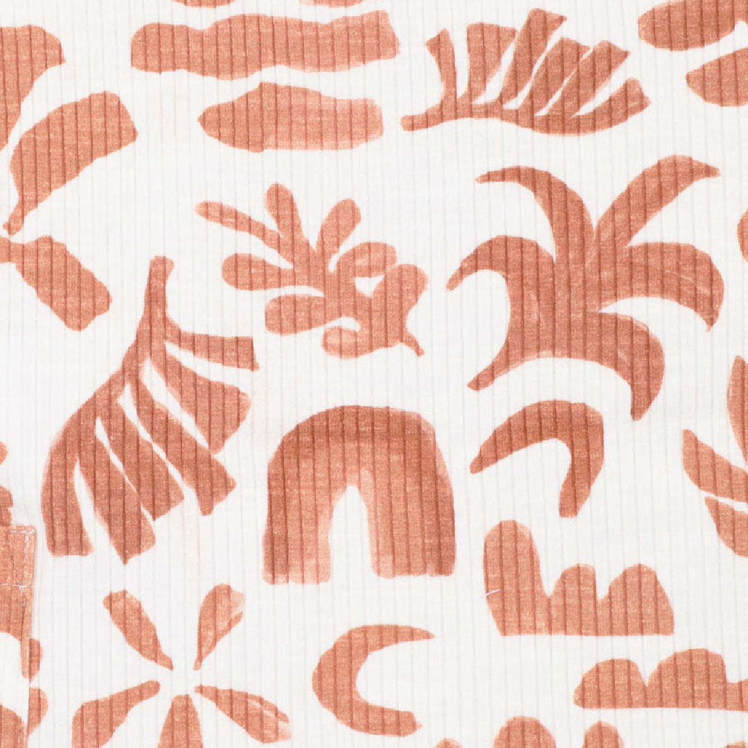 FOX AND FINCH ABSTRACT OASIS CARAMEL PRINT ROMPER