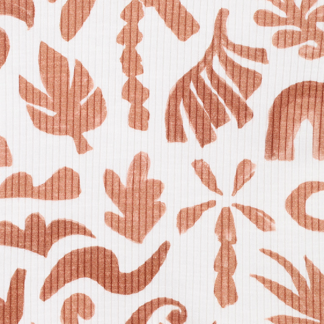 FOX AND FINCH ABSTRACT OASIS CARAMEL PRINT TEE