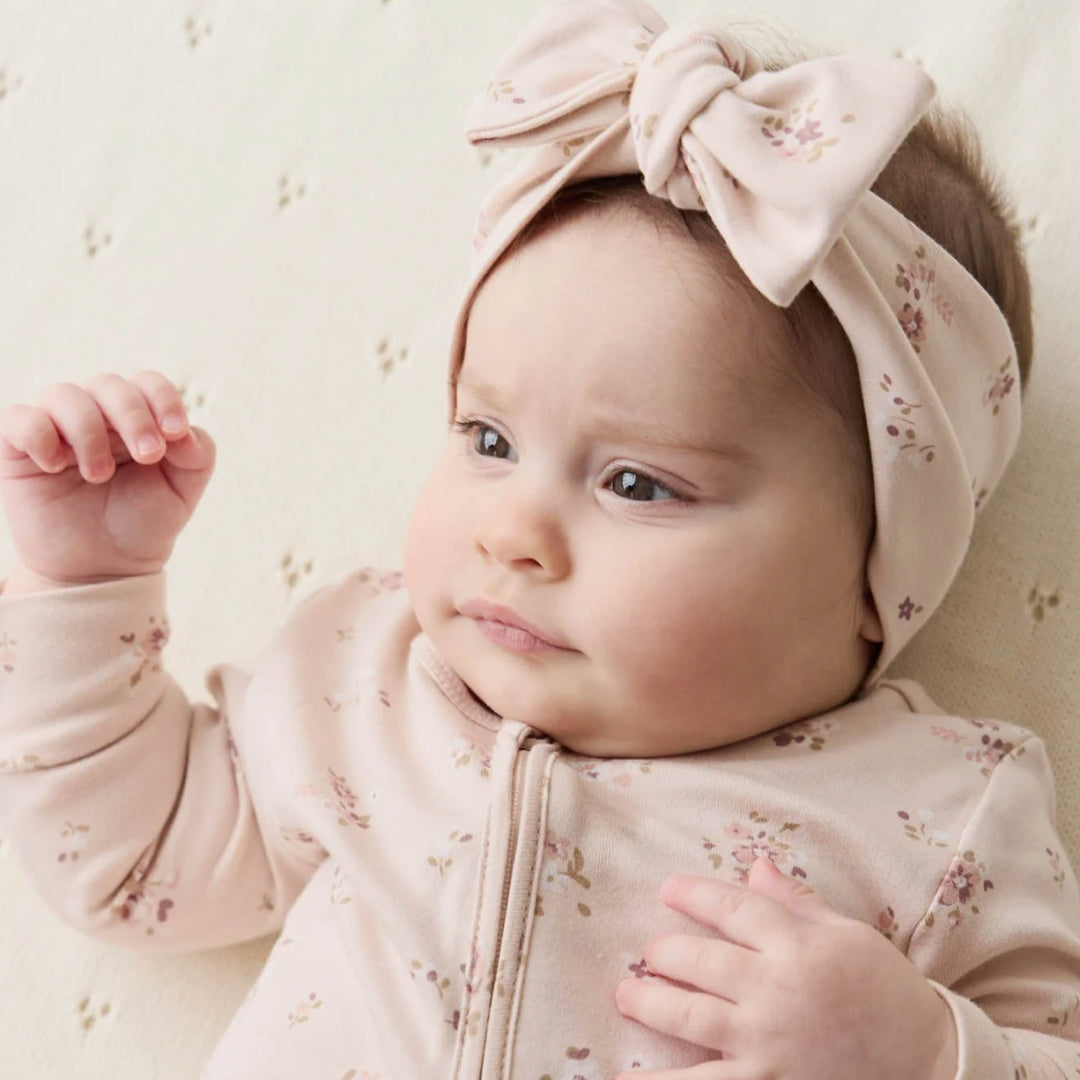 JAMIE KAY ORGANIC COTTON HEADBAND - PETITE FLEUR SOFT PEONY