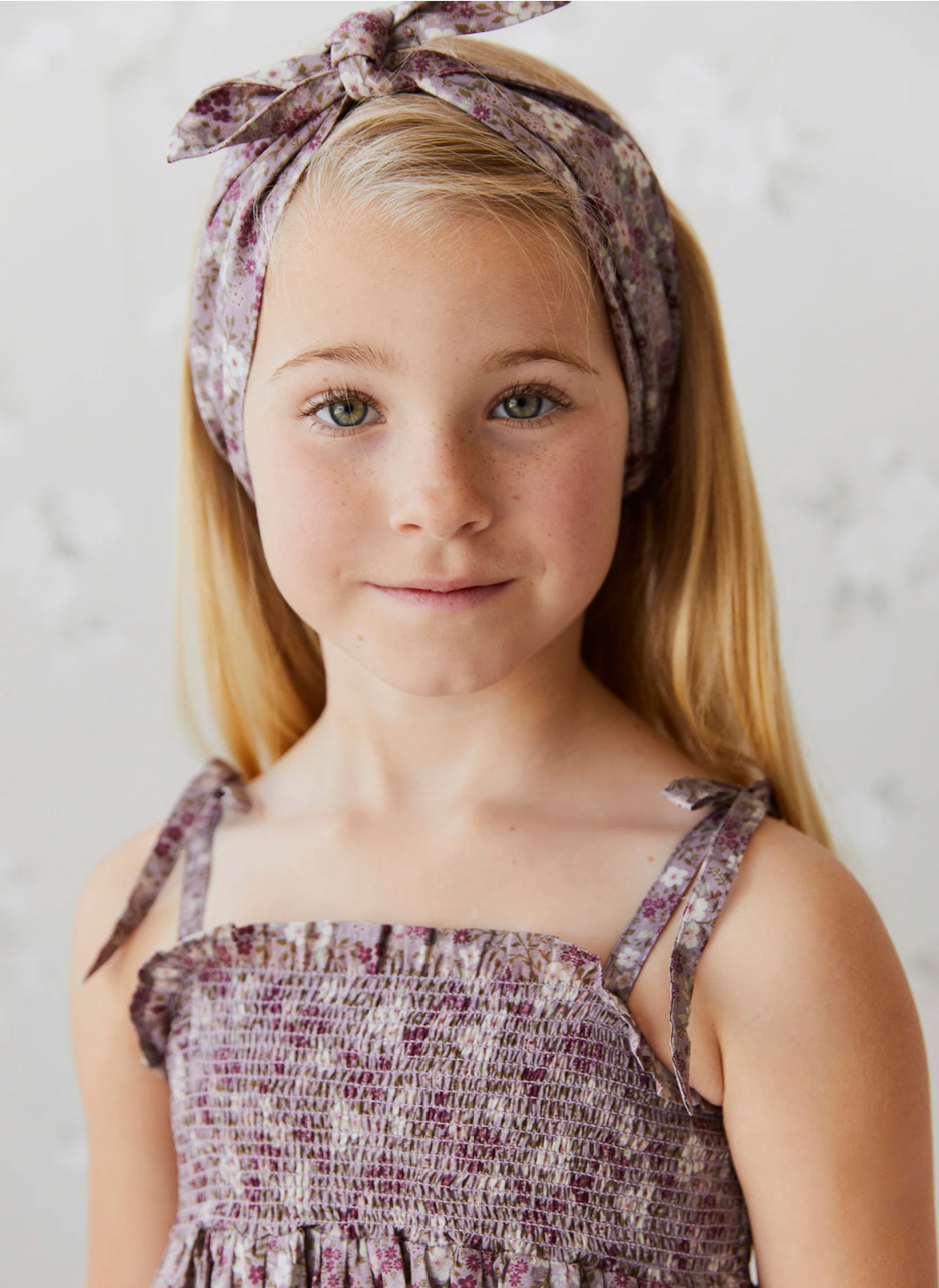 JAMIE KAY ORGANIC COTTON HEADBAND  - PANSY FLORAL FAWN