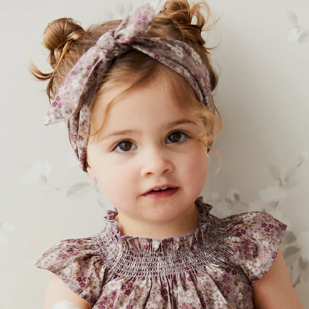 JAMIE KAY ORGANIC COTTON HEADBAND  - PANSY FLORAL FAWN