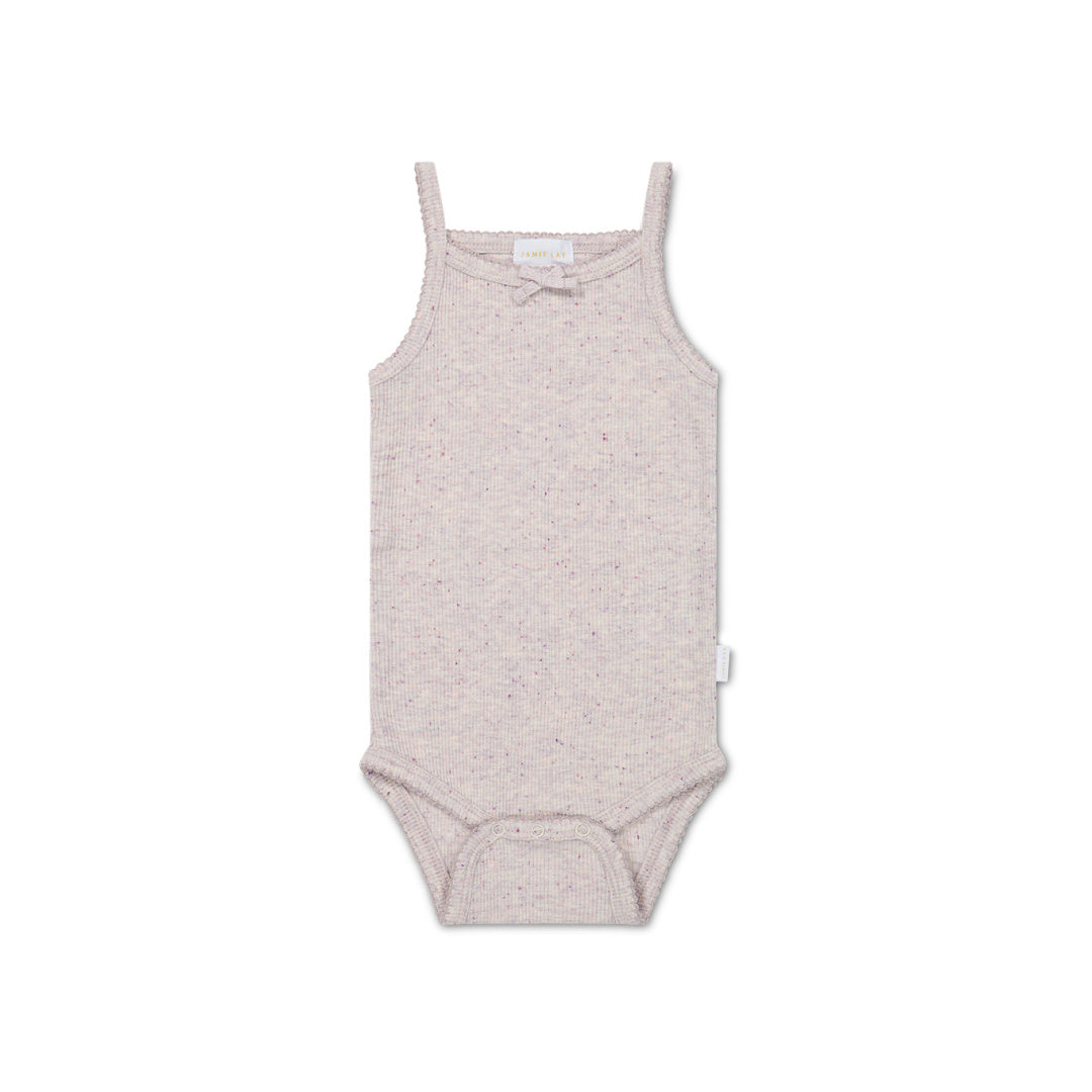 JAMIE KAY ORGANIC COTTON FINE RIB SINGLET BODYSUIT - LAVENDER FLECK