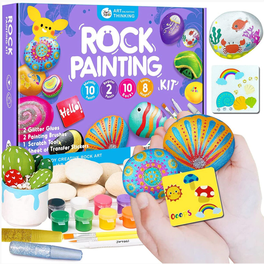 JARMELO ROCK PAINTING WITH METALLIC PAINTS & GLITTER GLUES CRAFT KIT