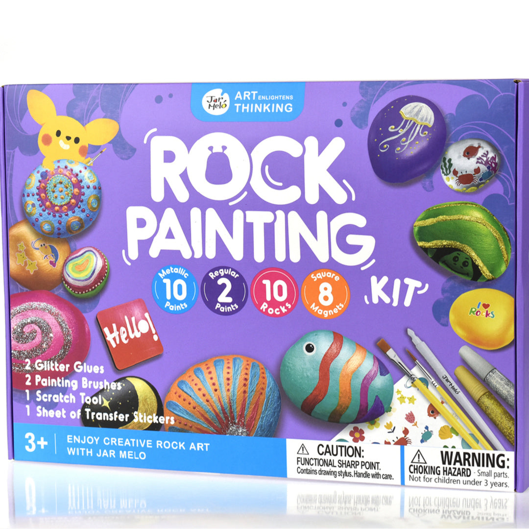 JARMELO ROCK PAINTING WITH METALLIC PAINTS &amp; GLITTER GLUES CRAFT KIT