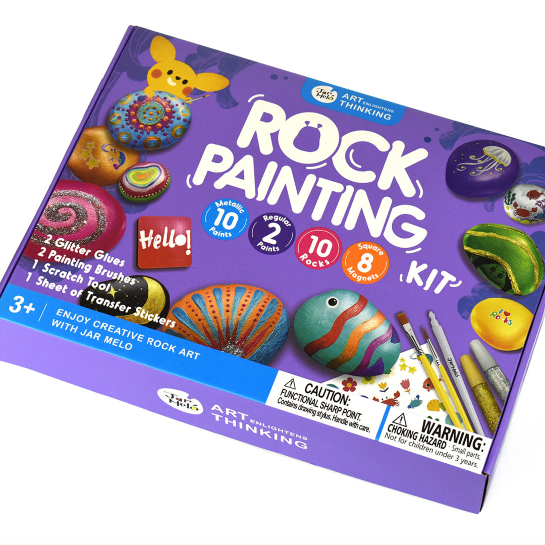JARMELO ROCK PAINTING WITH METALLIC PAINTS &amp; GLITTER GLUES CRAFT KIT