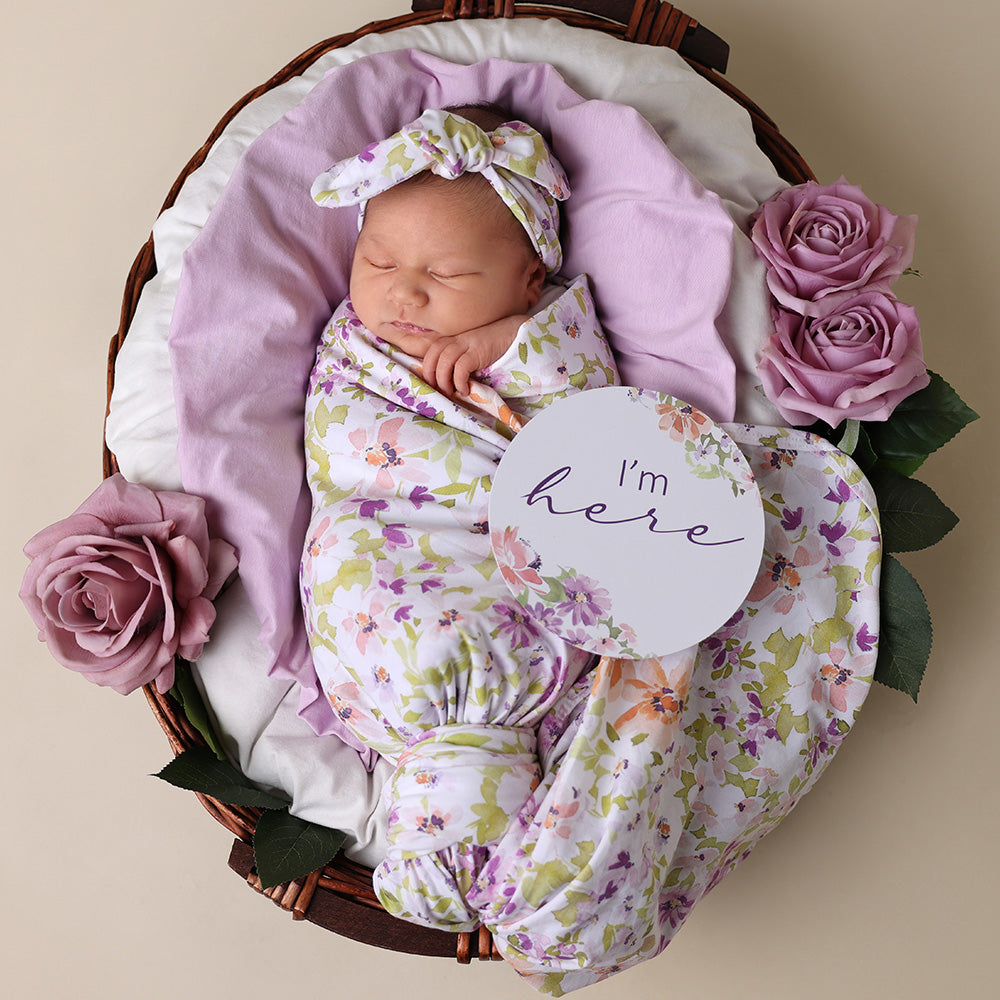 SNUGGLE HUNNY ORGANIC JERSEY WRAP AND TOPKNOT SET - ISLA