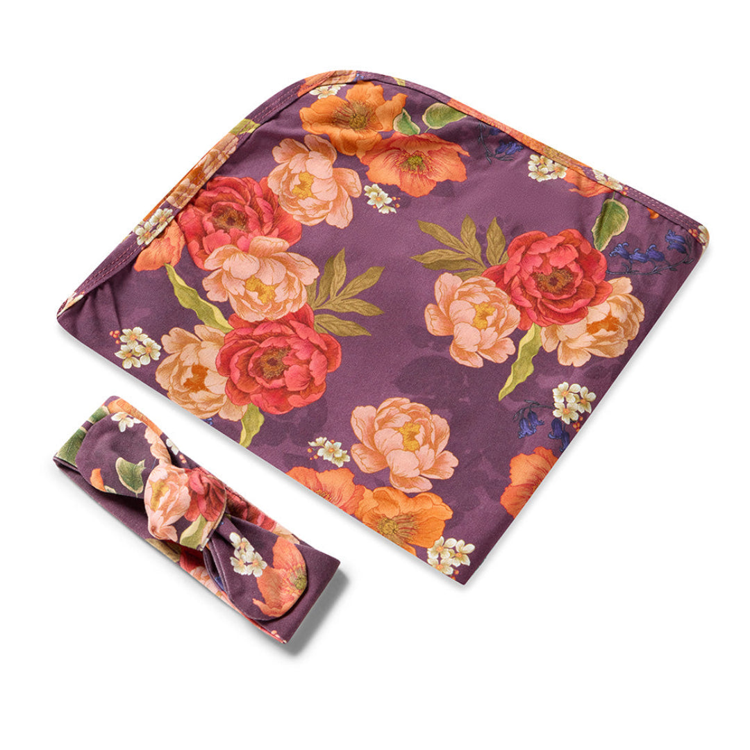 SNUGGLE HUNNY ORGANIC JERSEY WRAP AND TOPKNOT SET - SIENNA