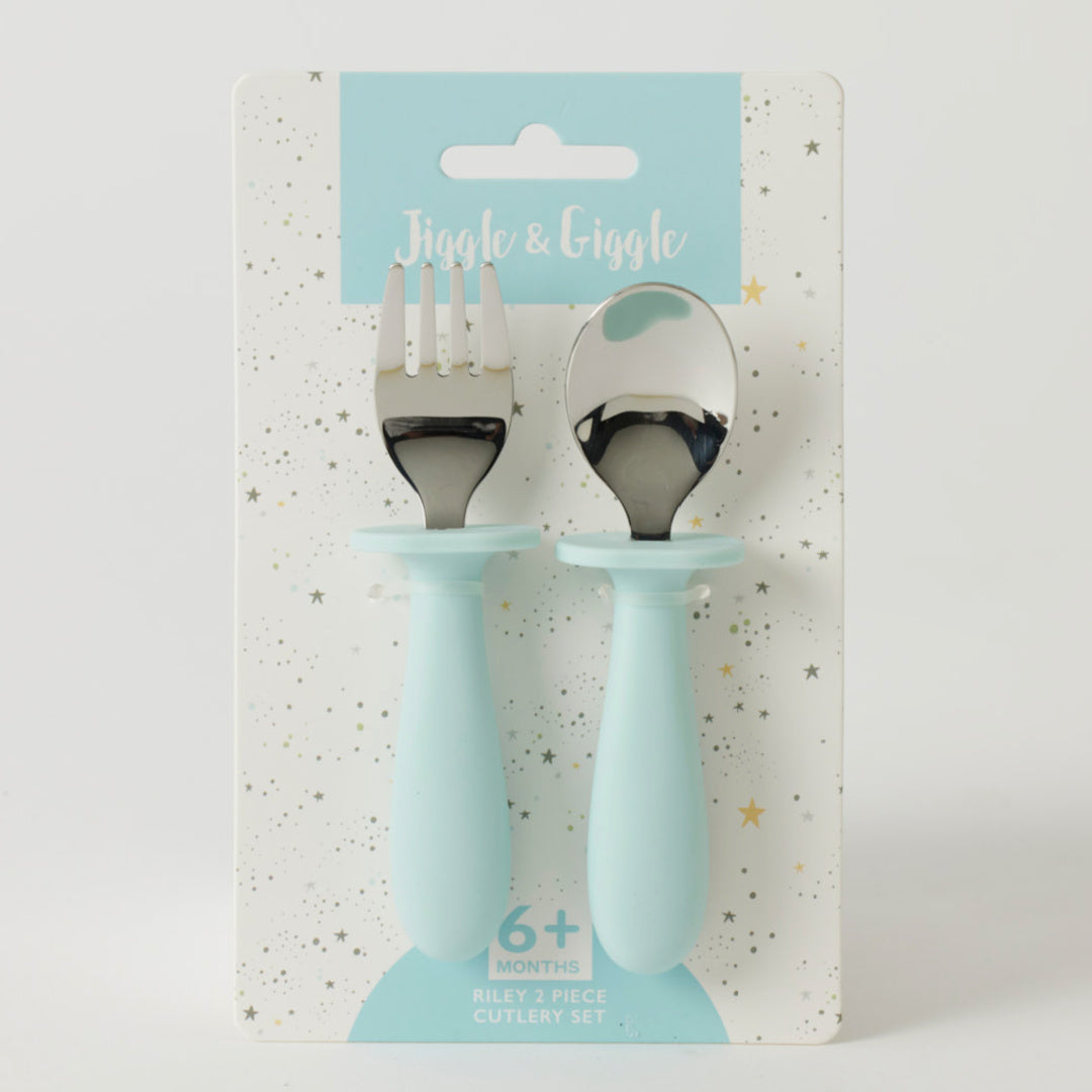 JIGGLE AND GIGGLE RILEY CUTLERY SET - BLUE