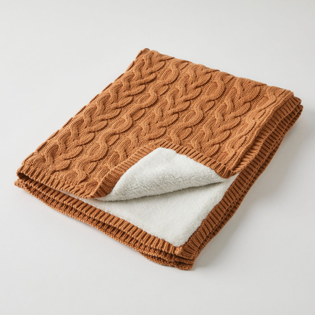 JIGGLE &amp; GIGGLE AURORA CABLE KNIT BABY BLANKET – BISCUIT/CREAM