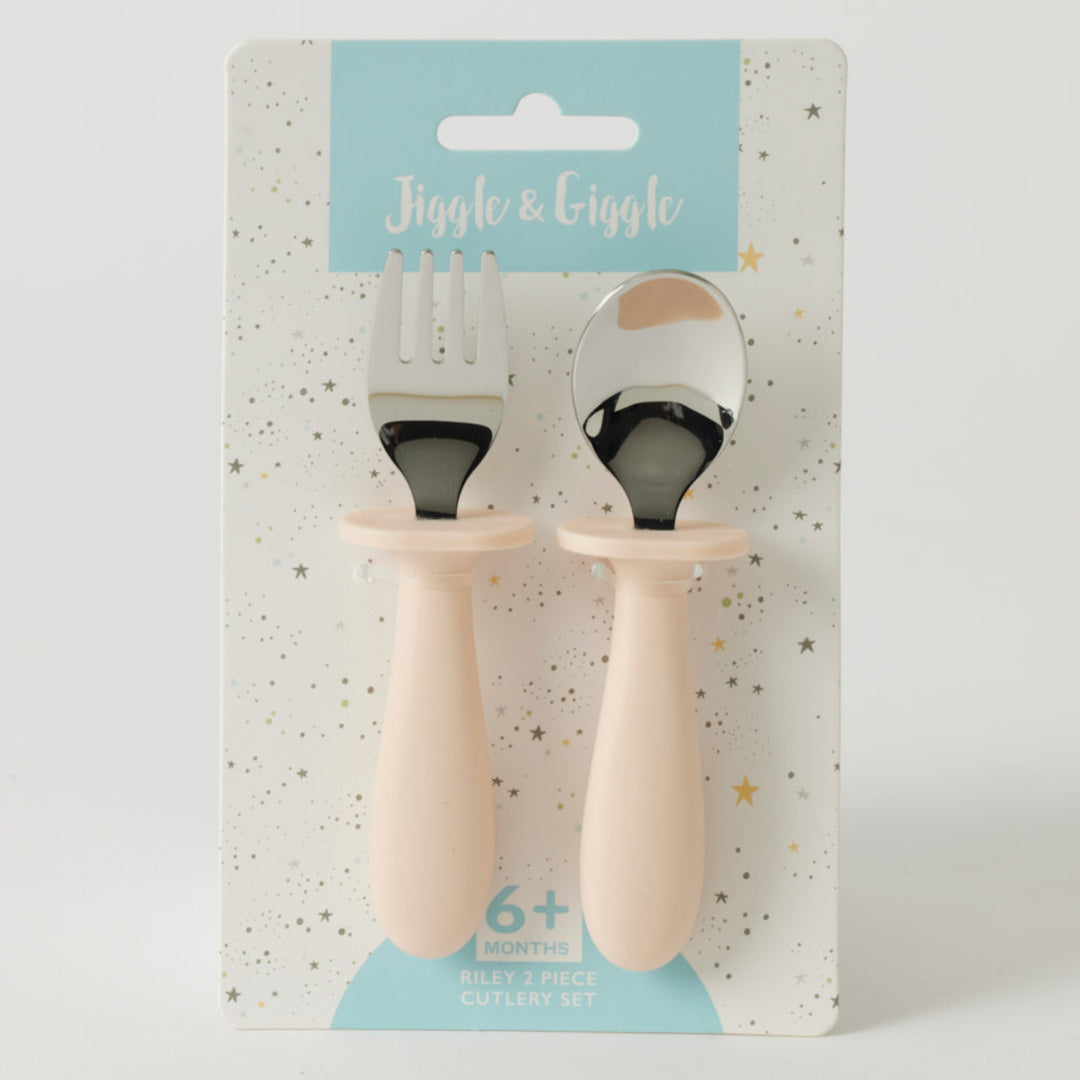 JIGGLE AND GIGGLE RILEY CUTLERY SET - PEACH