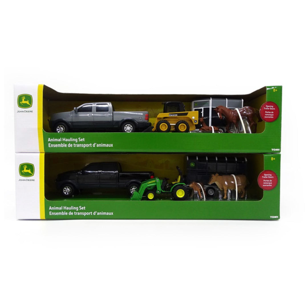 John Deere   1:32 JD Pickup &amp; Livestock trailer set asst.