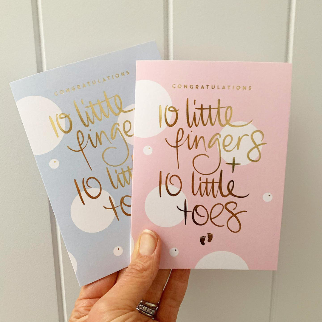 JUST SMITTEN GREETING CARD - 10 LITTLE FINGERS AND TOES | PINK