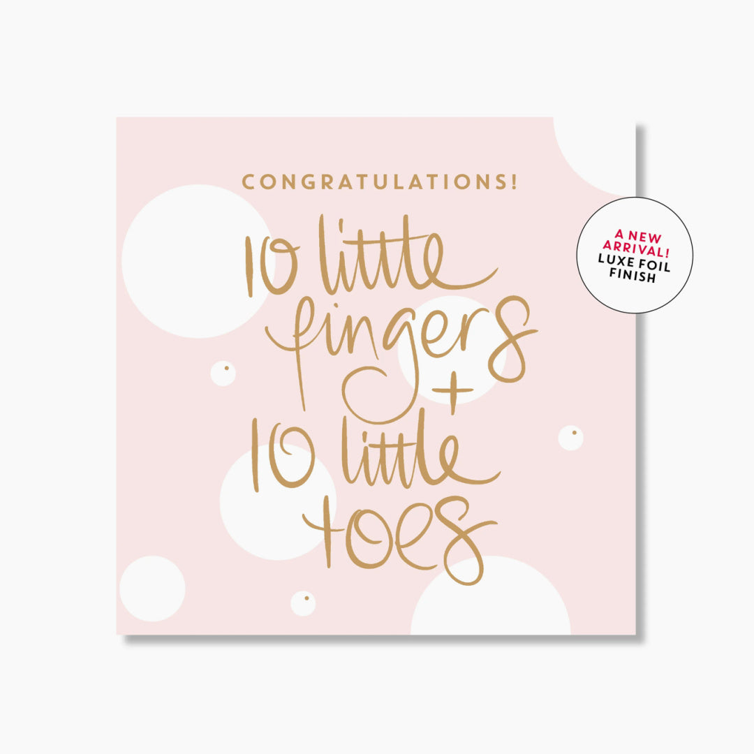 JUST SMITTEN MINI CARD - 10 LITTLE FINGERS AND TOES | PINK