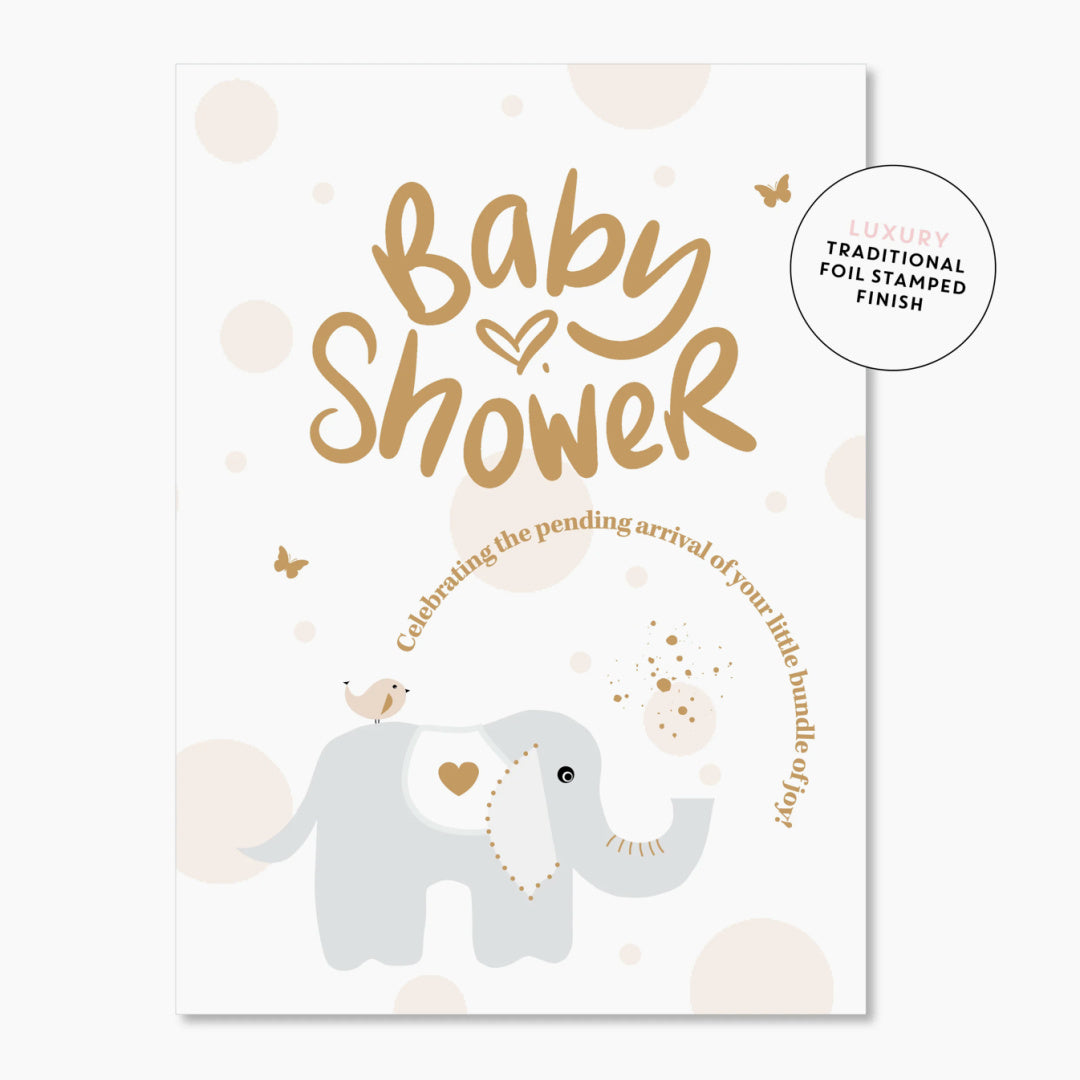 JUST SMITTEN GREETING CARD - BABY SHOWER ELEPHANT