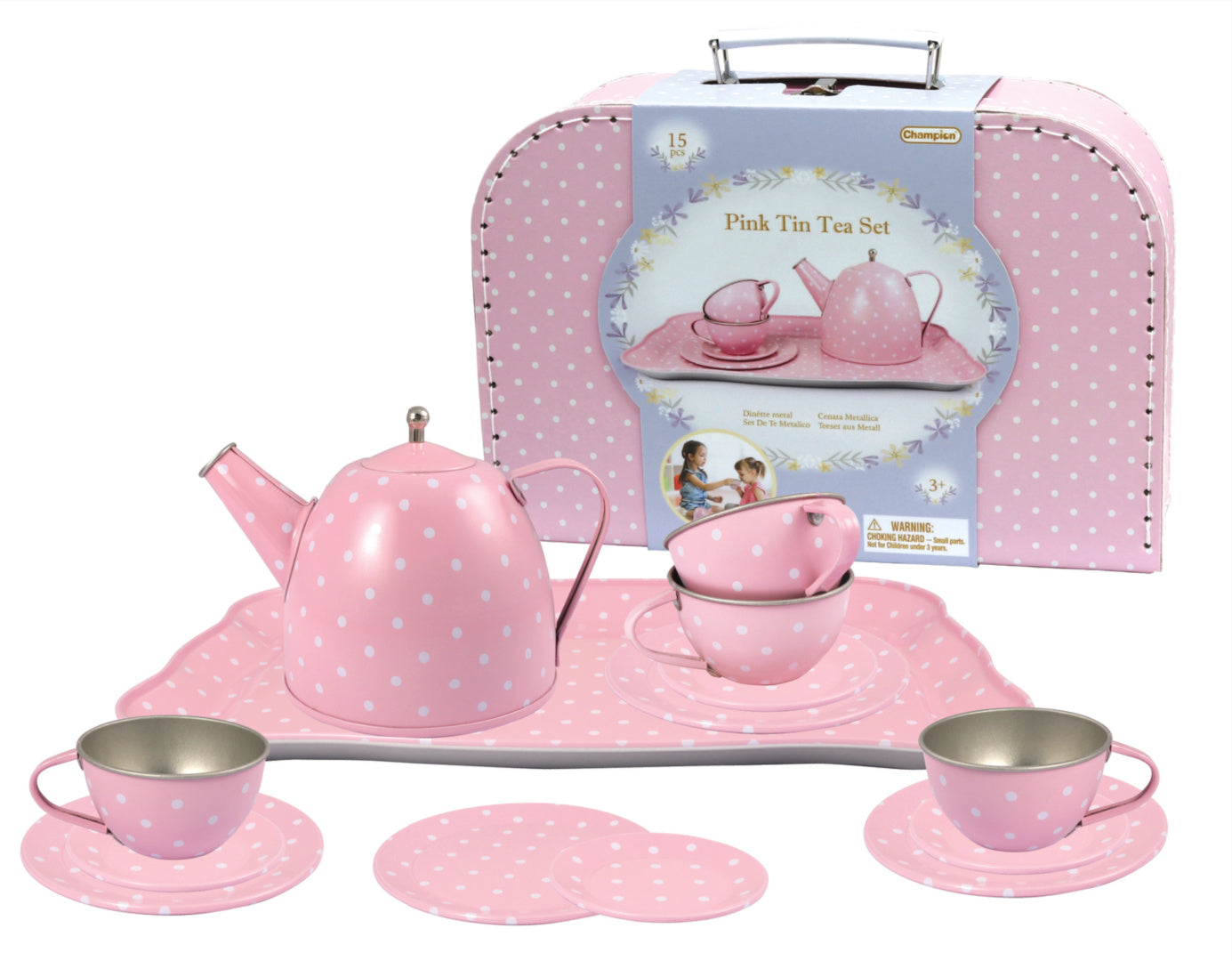 KAPER KIDZ PINK TIN TEA SET IN SUITCASE 15PCS