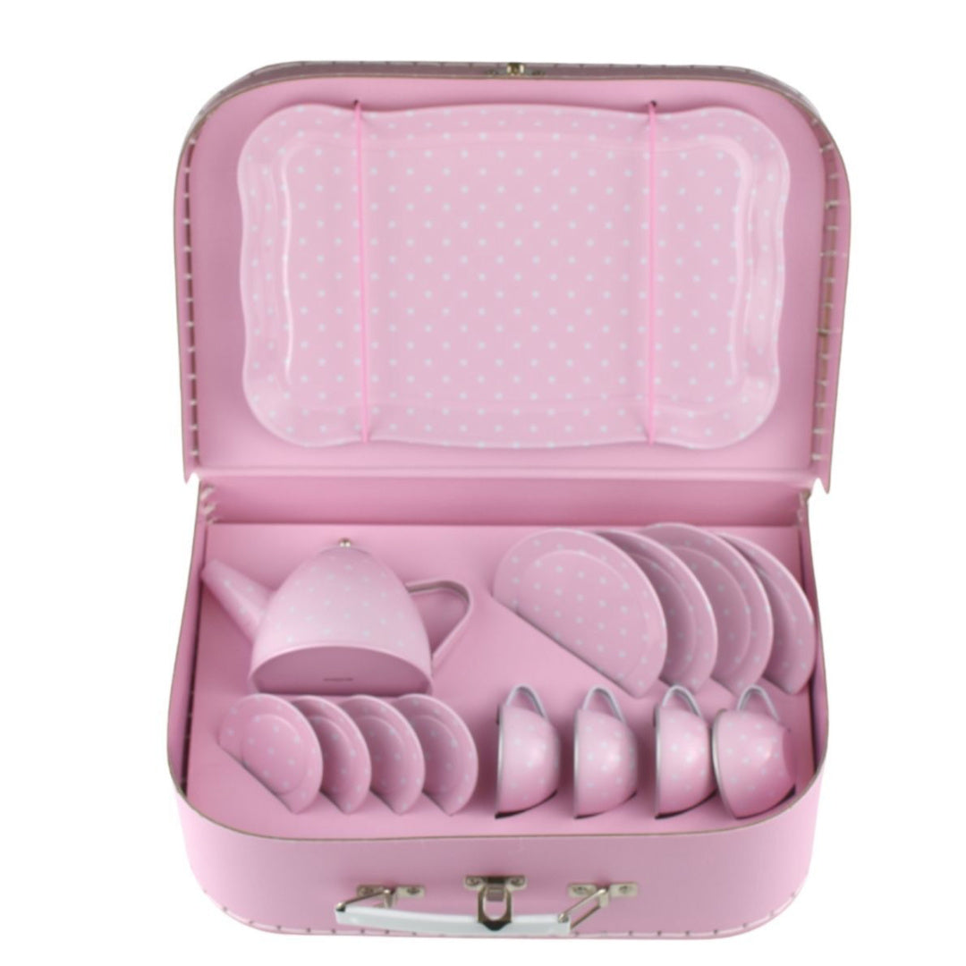 KAPER KIDZ PINK TIN TEA SET IN SUITCASE 15PCS