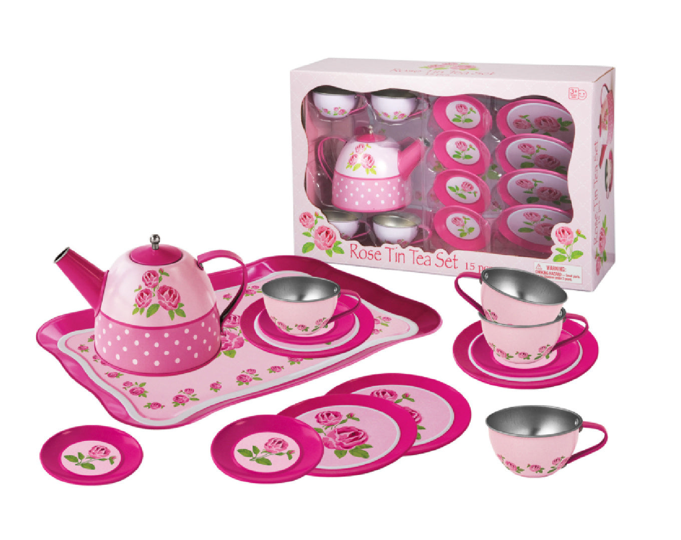 KAPER KIDZ ROSE TIN TEA SET 15PCS