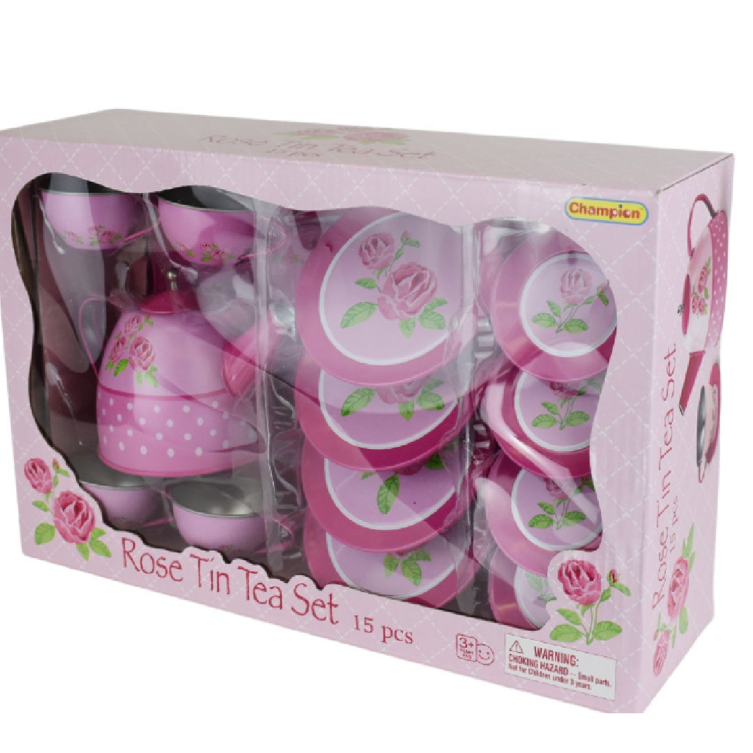 KAPER KIDZ ROSE TIN TEA SET 15PCS