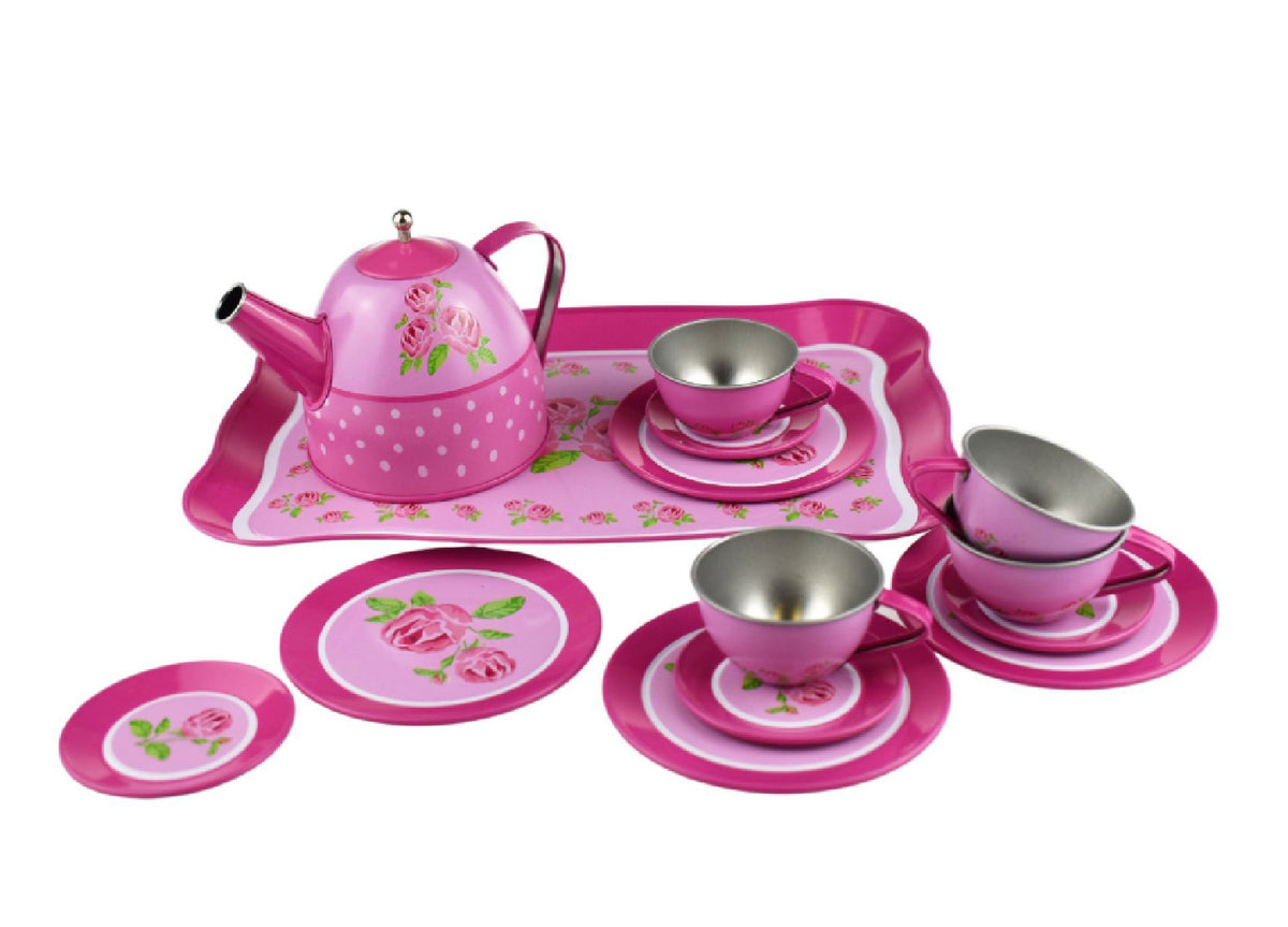KAPER KIDZ ROSE TIN TEA SET 15PCS
