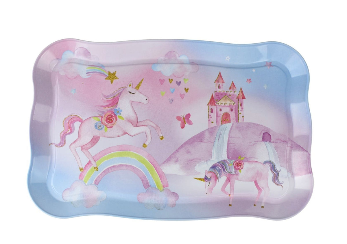 KAPER KIDZ RAINBOW UNICORN TIN TEA MUG SET IN SUITCASE 18PCS