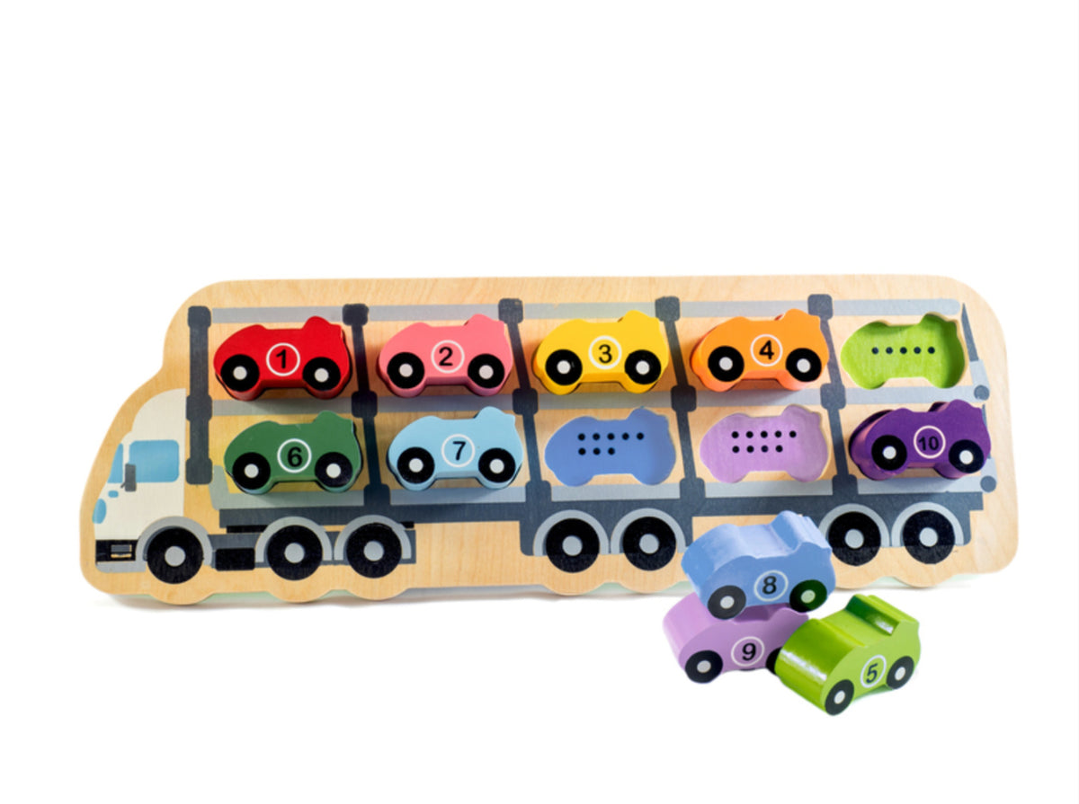 KIDDIE CONNECT 1-10 CAR WOODEN PUZZLE
