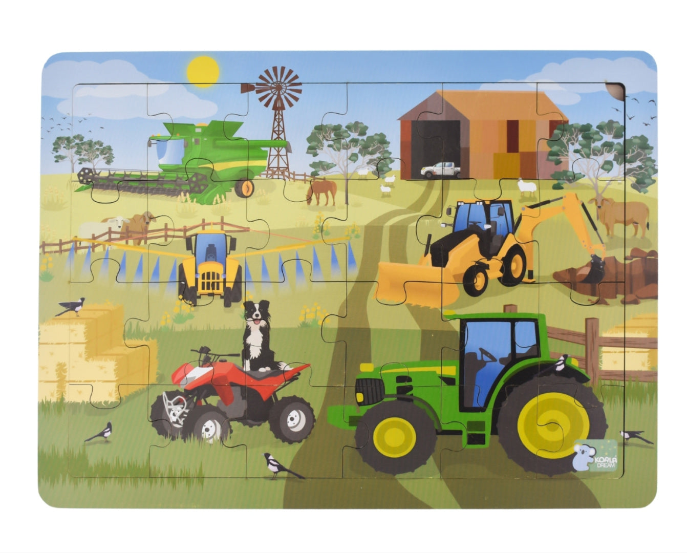 KOALA DREAM AUSSIE FARM VEHICLES WOODEN JIGSAW PUZZLE 24PCS