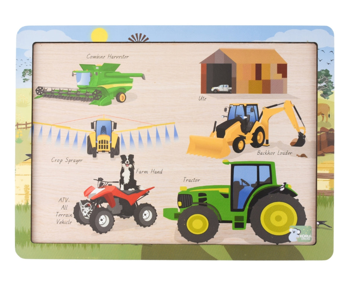 KOALA DREAM AUSSIE FARM VEHICLES WOODEN JIGSAW PUZZLE 24PCS