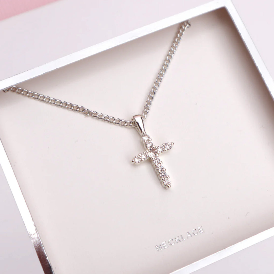 LAUREN HINKLEY DIAMANTE CROSS NECKLACE