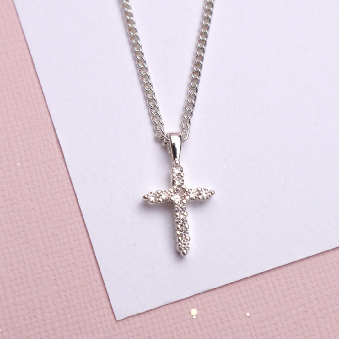 LAUREN HINKLEY DIAMANTE CROSS NECKLACE