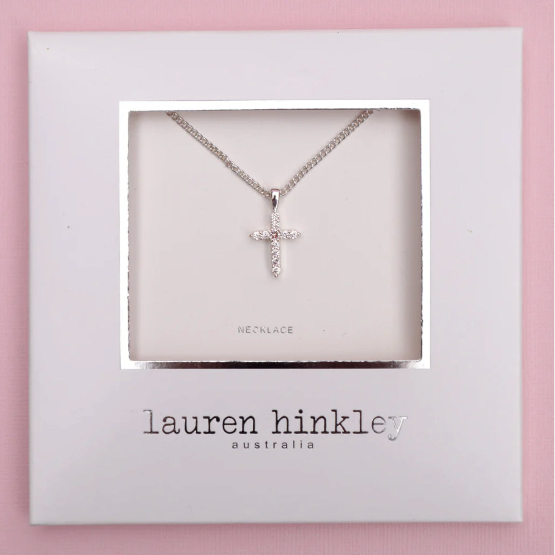 LAUREN HINKLEY DIAMANTE CROSS NECKLACE
