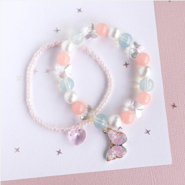 LAUREN HINKLEY PETITE FLEUR BUTTERFLY ELASTIC BRACELET - PINK 