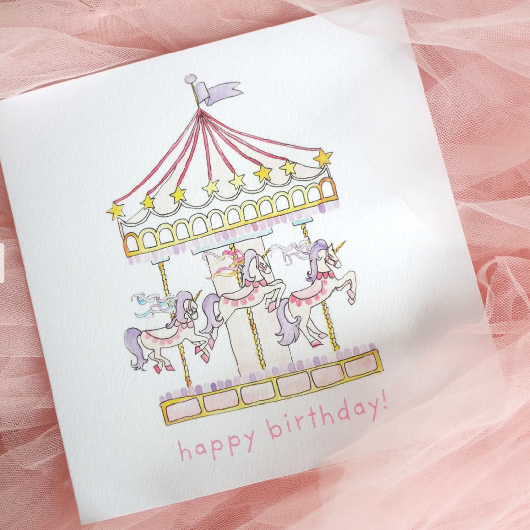 LAUREN HINKLEY UNICORN CAROUSEL HAPPY BIRTHDAY CARD