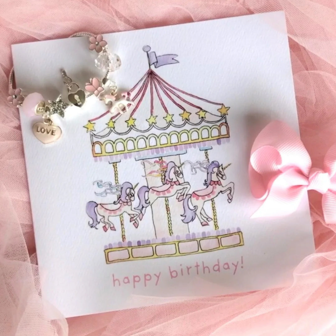 LAUREN HINKLEY UNICORN CAROUSEL HAPPY BIRTHDAY CARD