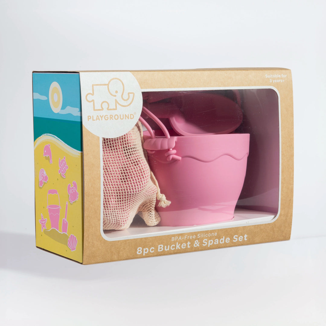 LIVING TEXTILES SILICONE BUCKET SET 8PC - LIGHT PINK