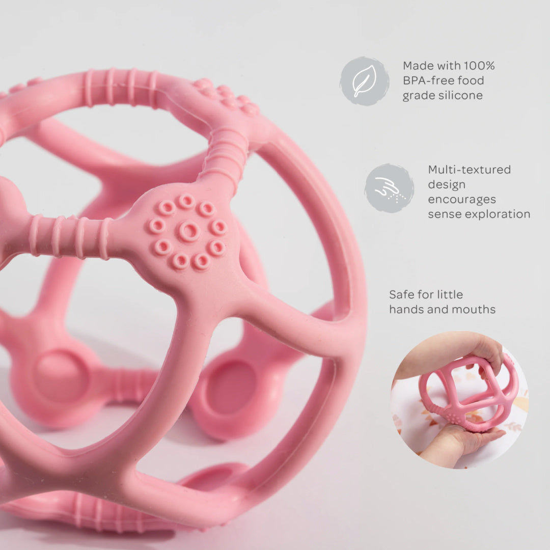 LIVING TEXTILES SILICONE TEETHING BALL - LIGHT PINK