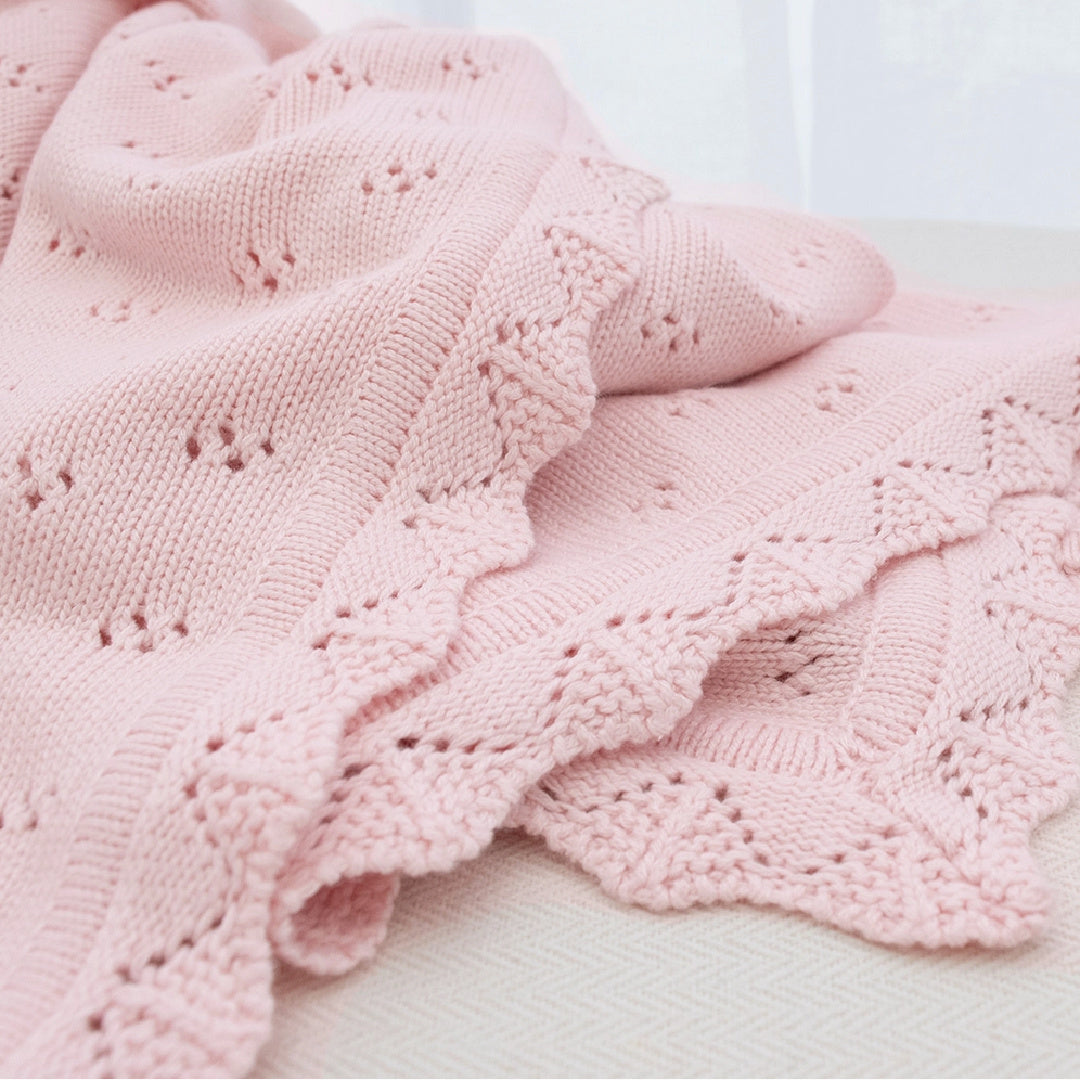 LIVING TEXTILES BAMBOO HEIRLOOM BLANKET - BLUSH