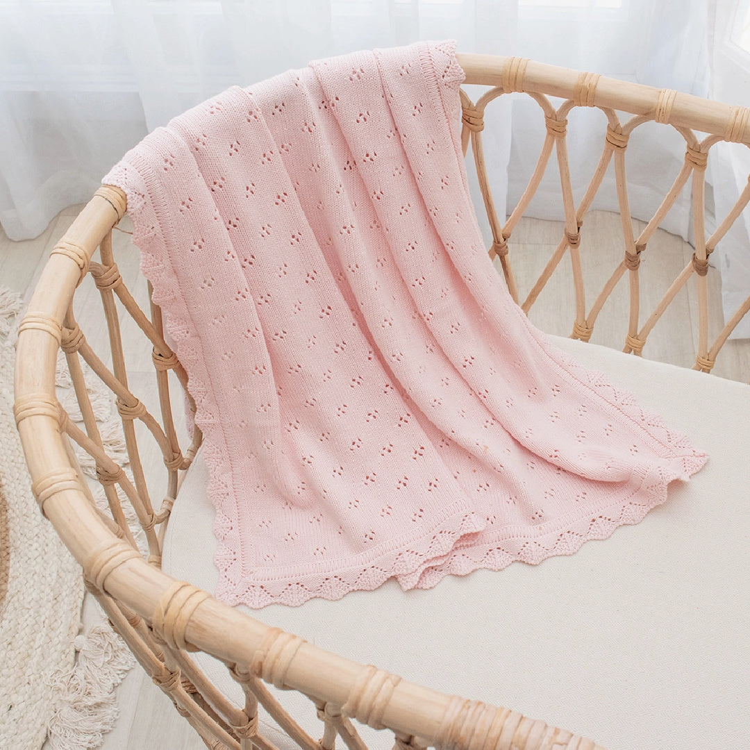 LIVING TEXTILES BAMBOO HEIRLOOM BLANKET - BLUSH
